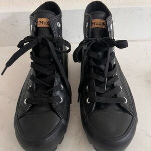 Mudd Black Lace-Up Combat Boots